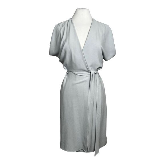 TOPSHOP Kimono Style Stretch Crepe Short Sleeve Wrap Midi Sheath Dress Ice Blue - Picture 1 of 7